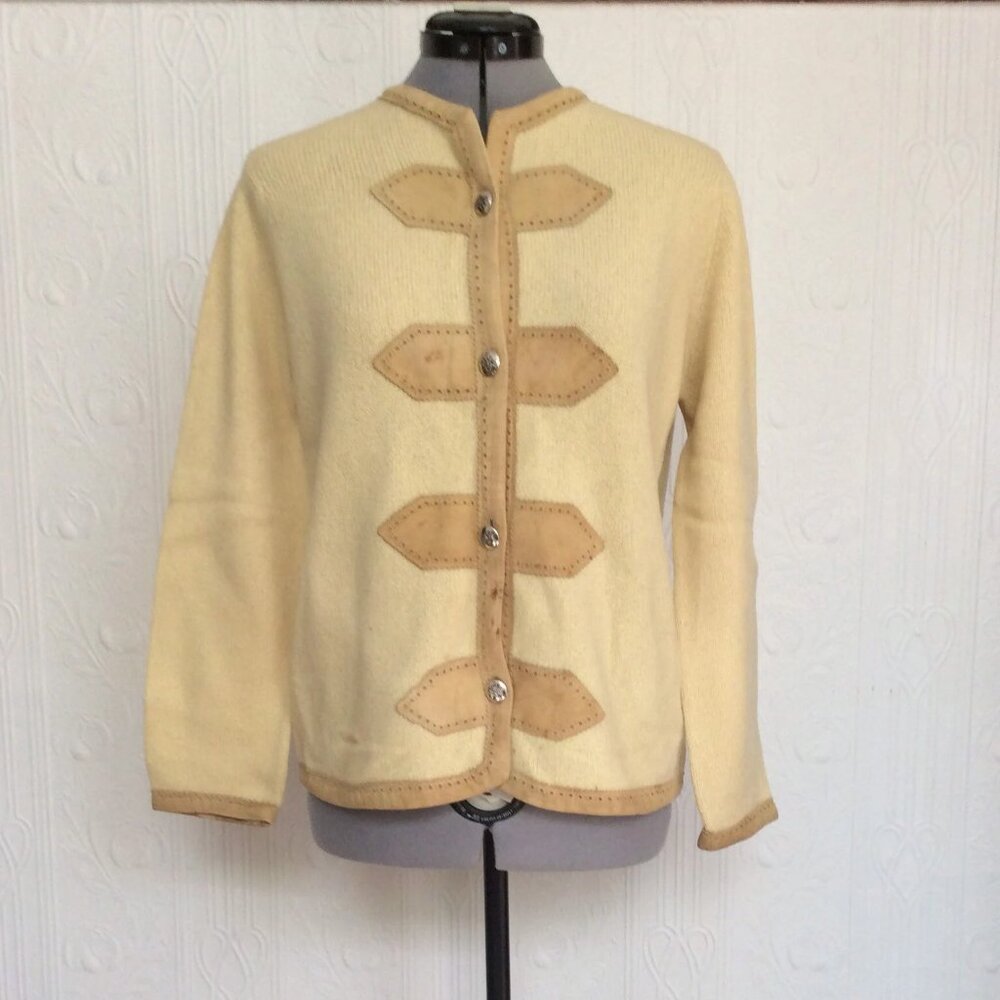 Saks fifth avenue 60s cashmere and suede cardigan - not perfect
